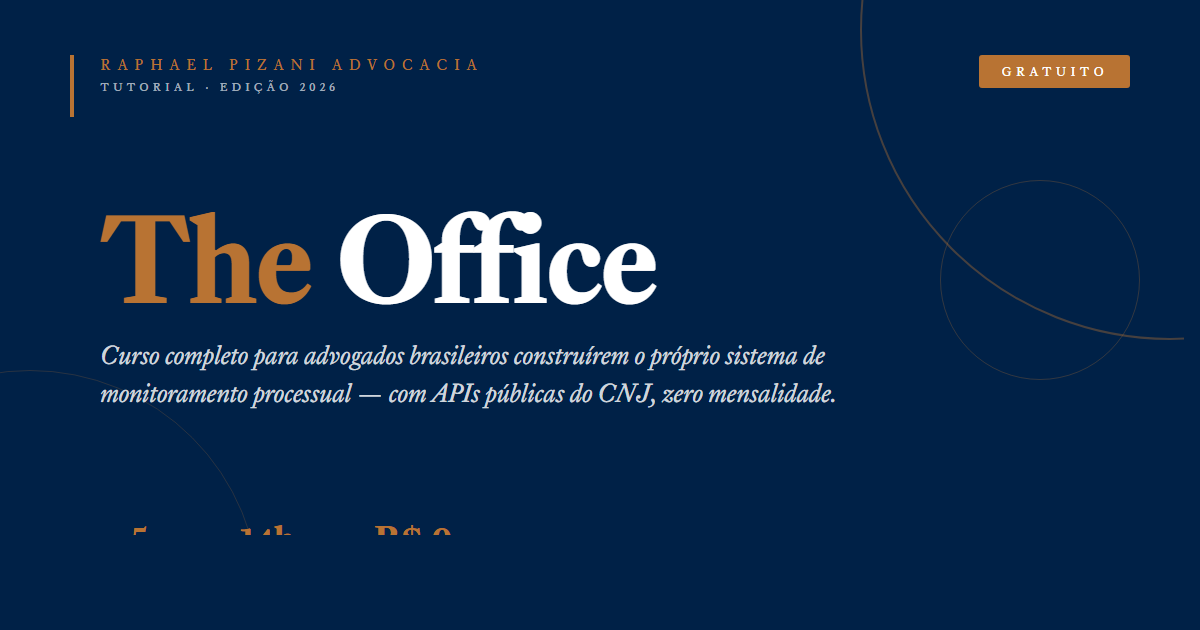 Capa do tutorial The Office — curso gratuito para advogados